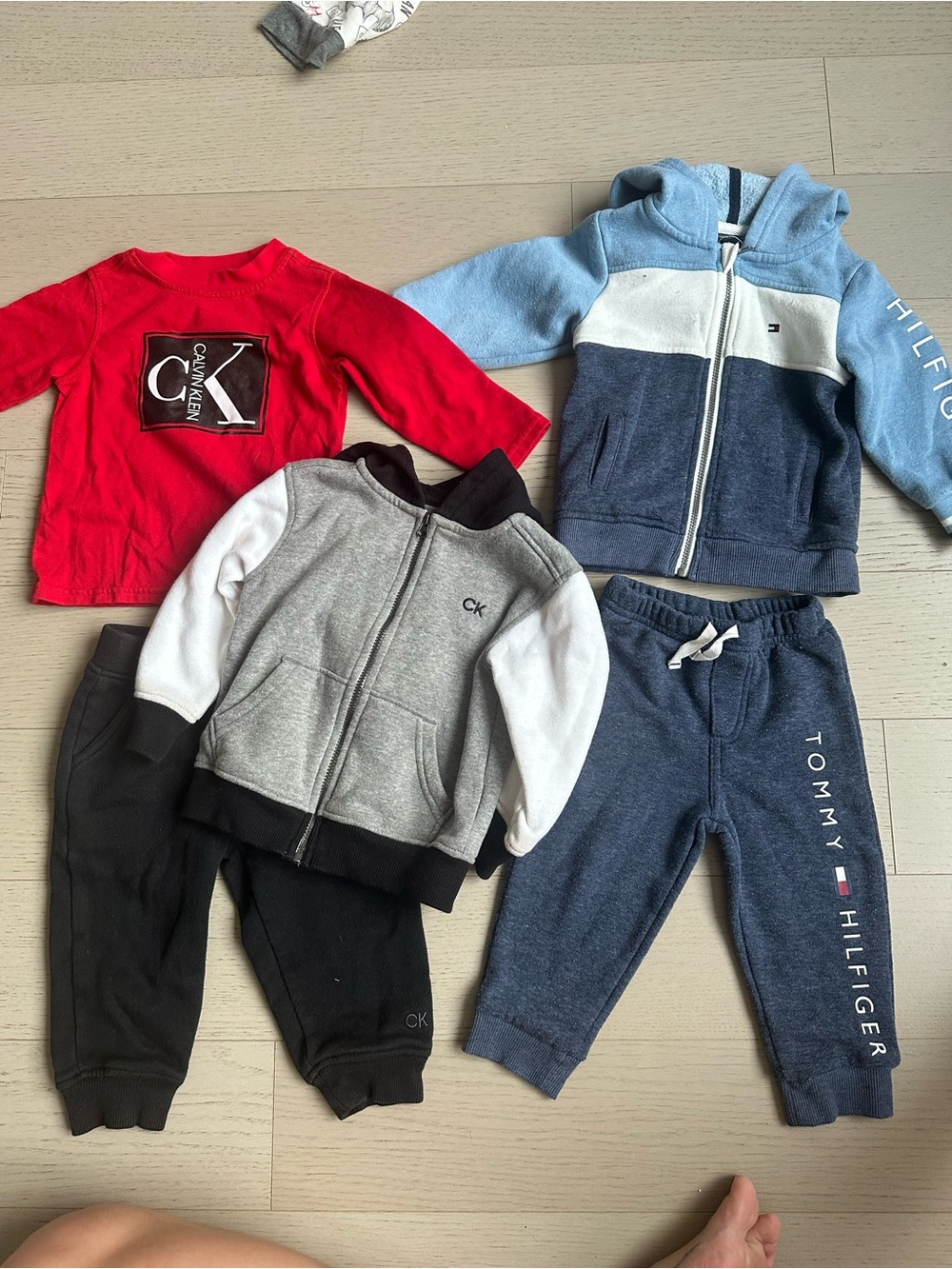 2 pack of Calvin Klein Kids Gray & Black Jogger Sweatpant and Tommy Hilfiger